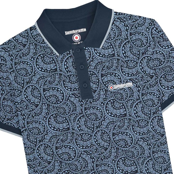 Actual product image Lambretta Mens Paisley Tonal Big & Tall Polo Shirt (5XL)