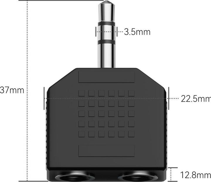 Produktbild HDgear Audio-Adapter Klinke 3.5 mm, male - Klinke 3.5 mm, female (Winkeladapter)