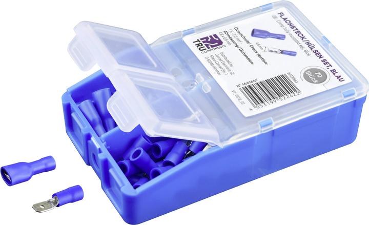 Tru Components Flat plug/sleeve assortment fully insulated, 140 pieces