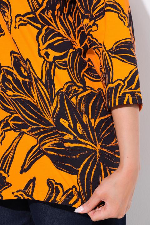 Produktbild Ulla Popken Shirt, Blätter, A-Linie, Tunika-Ausschnitt, 3/4-Arm (58)
