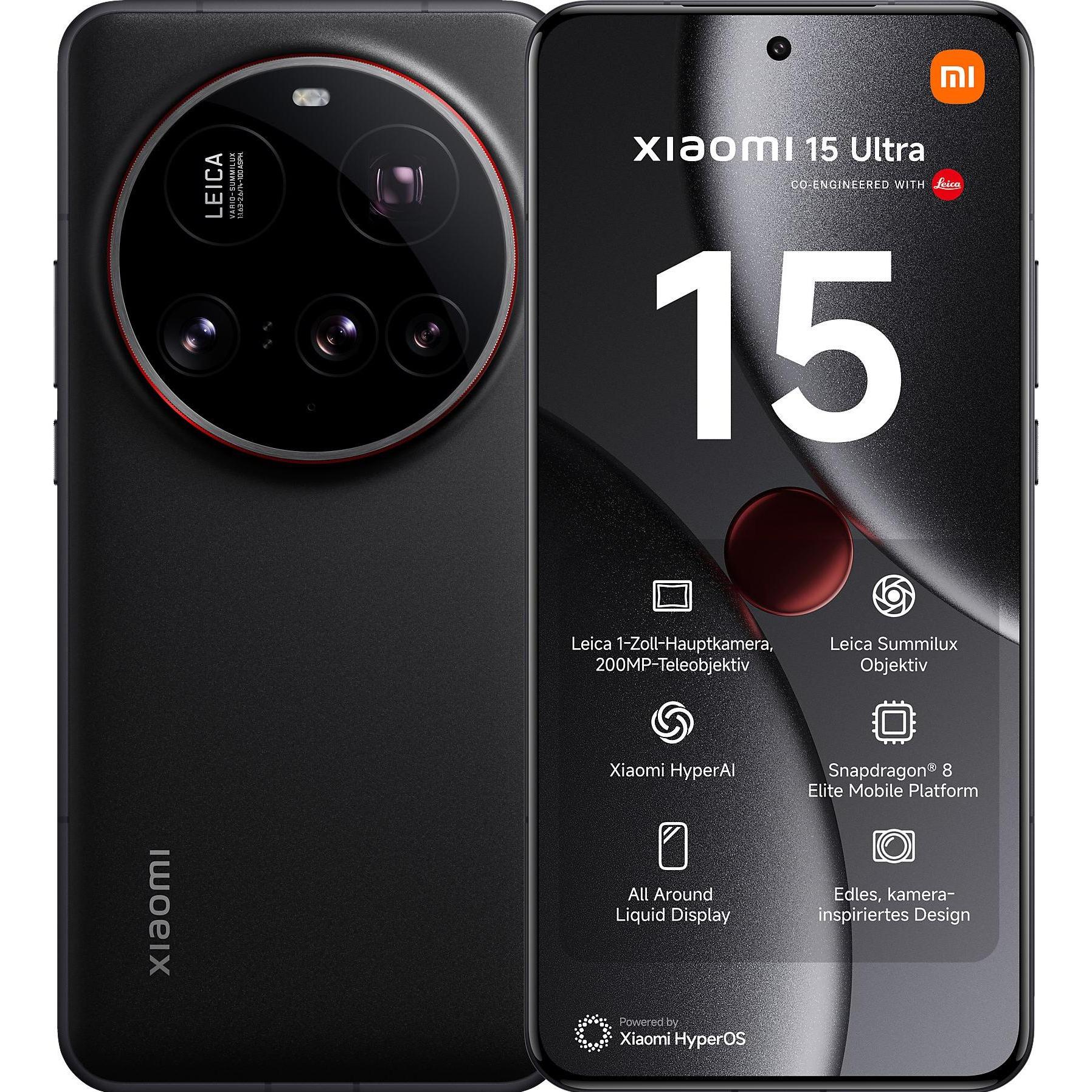Xiaomi 15 Ultra (512 GB, Black, 6.73", Dual SIM, 5G), Smartphone, Schwarz