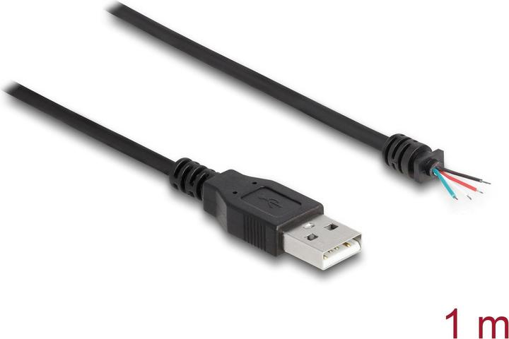 Produktbild Delock Kabel USB 2.0 Typ-A Stecker zu 4 x offene Kabelenden 1 m schwarz (1 m, USB 2.0)