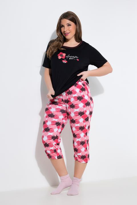 Produktbild Ulla Popken Pyjama, Blüten, Rundhalsausschnitt, Halbarm (60)