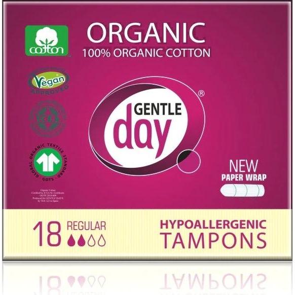 Gentle Day, Tampons, Tampons mit 100 % ökologischer Baumwolle - reguläre 18 Stcs - sanfter Tag (18 x, Normal)