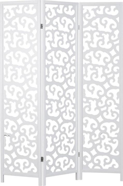 Greendeco 3 fach Paravent Raumteiler Holz Trennwand spanische Wand Sichtschutz Weiss