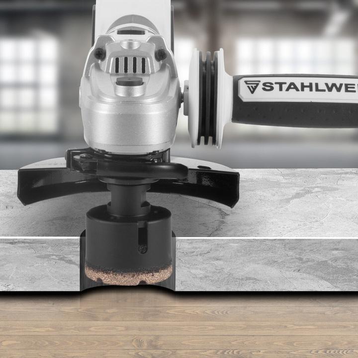 Actual product image Stahlwerk Diamond core bits set of 10 6-68 mm M14 for angle grinders (6, 8, 12, 16, 20, 25, 35, 55, 68 mm, 10 mm)