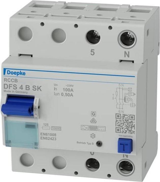 Produktbild Doepke DOEP DFS4 100-2/0,50-B SK FI-Schutzschalter DFS4 2-pol. 100A 500mA Typ B SK alls
