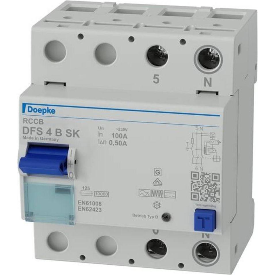 Doepke, Interruttore differenziale, DOEP DFS4 100-2/0,50-B SK RCD DFS4 2 poli 100A 500mA tipo B SK alls