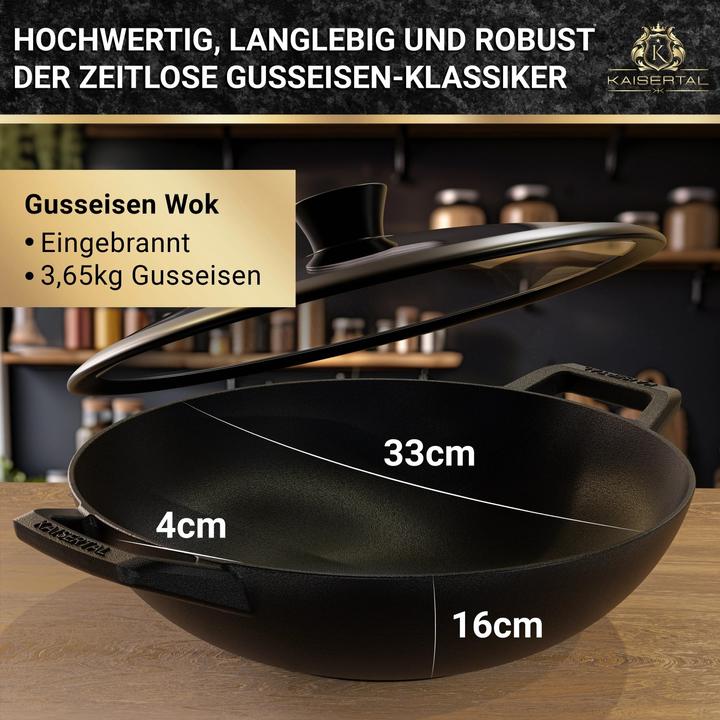 Actual product image Kaisertal Wok mit Deckel (32 cm, Wok, Cast iron)