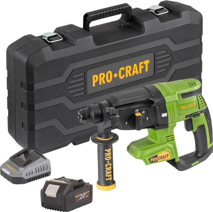 Produktbild Procraft PHA40bb-c Akku Bohrhammer 20 V 2,6 J SDS plus Brushless + 1x Akku 4,0 Ah + Ladegerät +