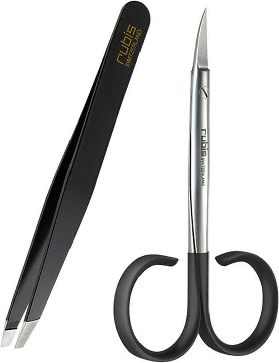 Actual product image Rubis Set of scissors tweezers Inox Sati black