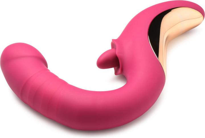 Actual product image Lickgasm XR Brands - Tease & Please Licking & Thrusting Vibrator - Pink