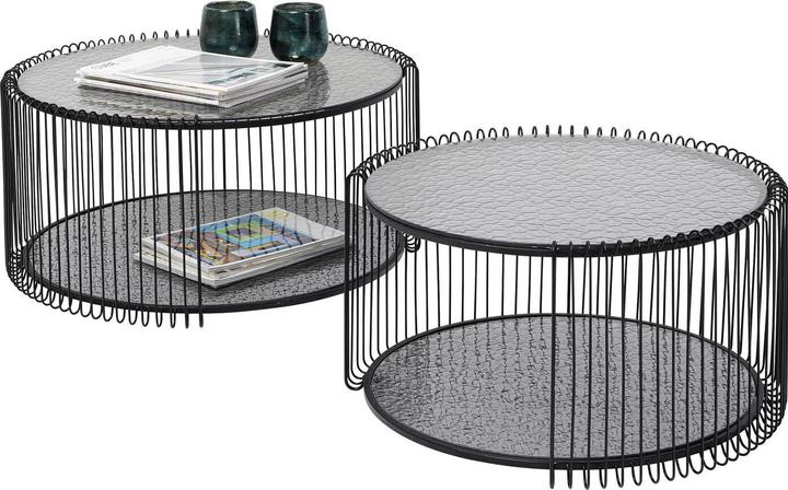Kare Design Couchtisch Wire Double Bubble Schwarz (2/Set)