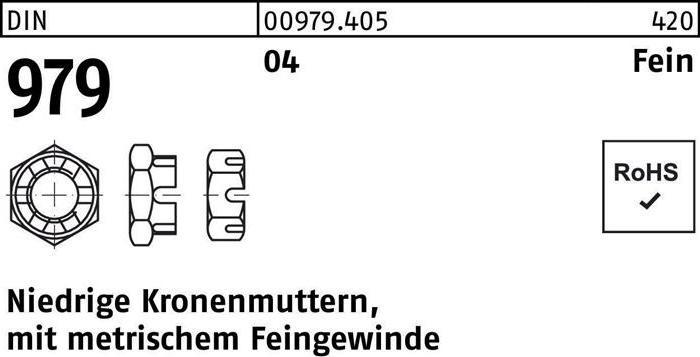 Produktbild Kronenmutter DIN 979 niedrig M 18 x1,5 Automatenstahl