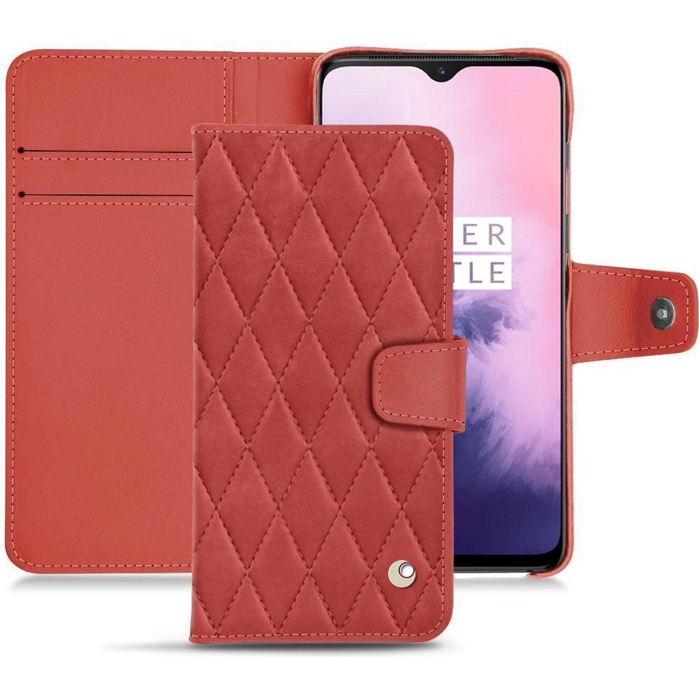 Noreve Lederschutzhülle Wallet (OnePlus 7), Smartphone Hülle, Rot