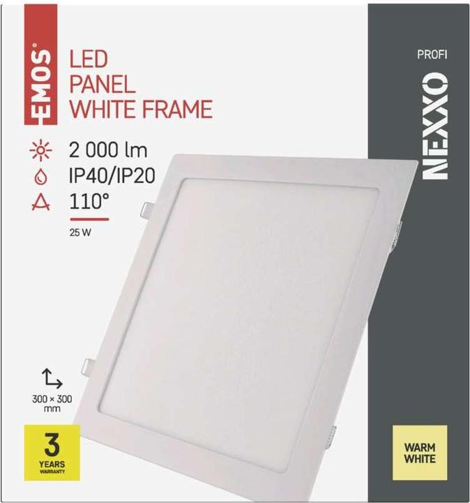 Actual product image Emos NEXXO LED recessed light, square, white, 25W, warm white (2000 lm)