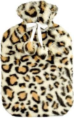 Harrogate Plush Hot Water Bottle 2 Litre Leopard Black (2 l, Bettflasche mit Bezug)