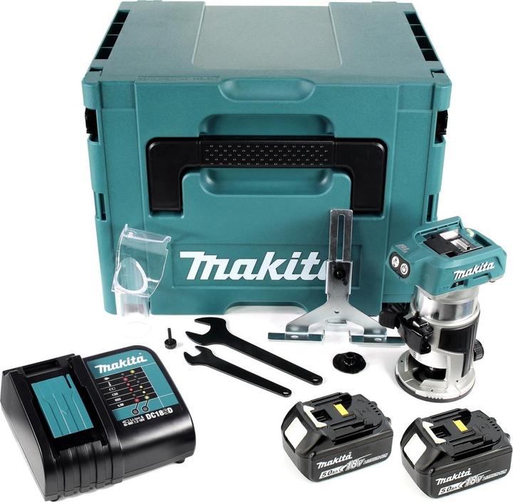 Actual product image Makita DRT 50 RTJ battery multifunction router 18V Brushless + 2x battery 5,0Ah + charger + Makpac