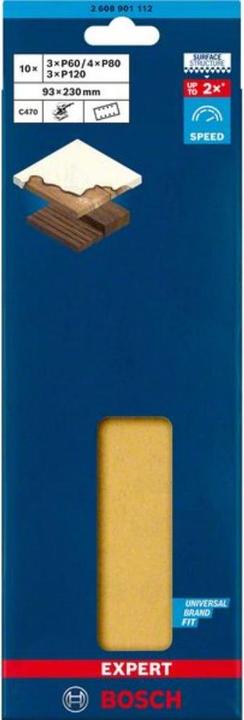 Produktbild Bosch Professional Zubehör EXPERT C470 Schleifpapier-Set für Schwingschleifer, 93 x 230 mm, G 3x60/4x80/3x120, 10-tlg. (60, 80, 120)
