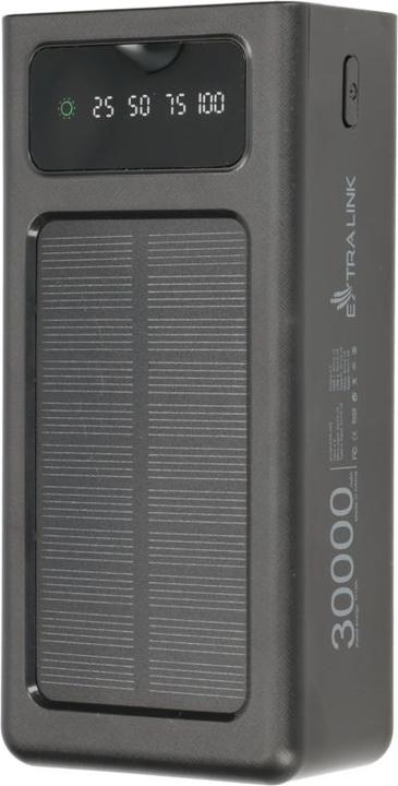 Extralink EPB-093 30000mAh Czarny | Powerbank | Solar Power bank, USB-C (30000 mAh, 10 W, 111 Wh)