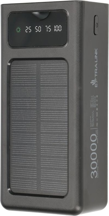 Produktbild Extralink EPB-093 30000mAh Czarny | Powerbank | Solar Power bank, USB-C (30000 mAh, 10 W, 111 Wh)