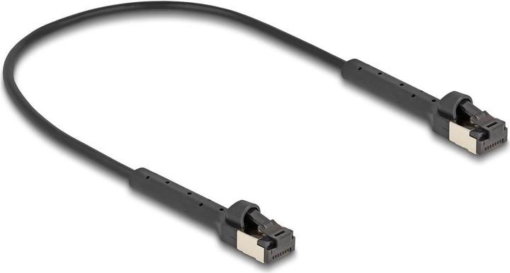 Actual product image Delock RJ45 Slim network cable Cat.6A U/FTP angled black (U/FTP, CAT6a, 0.25 m)