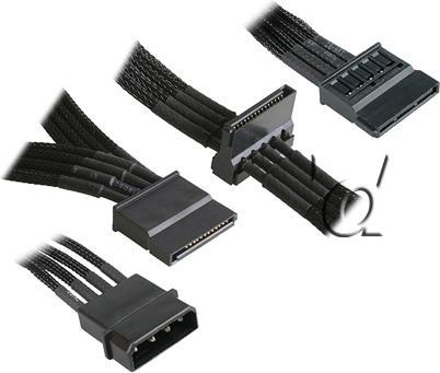 Produktbild NZXT Molex zu 3x SATA Adapter 20cm - premium sleeved black (20 cm, SATA)