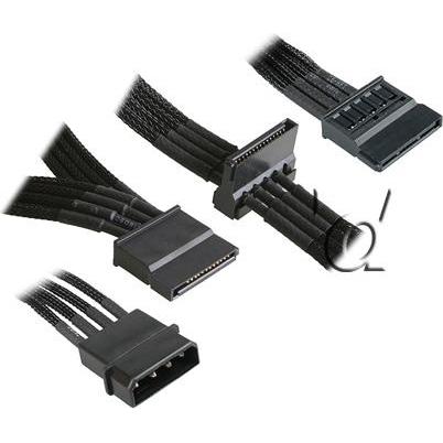 Thumbnail - NZXT Molex zu 3x SATA Adapter 20cm - premium sleeved black (20 cm), Interne Kabel (PC)