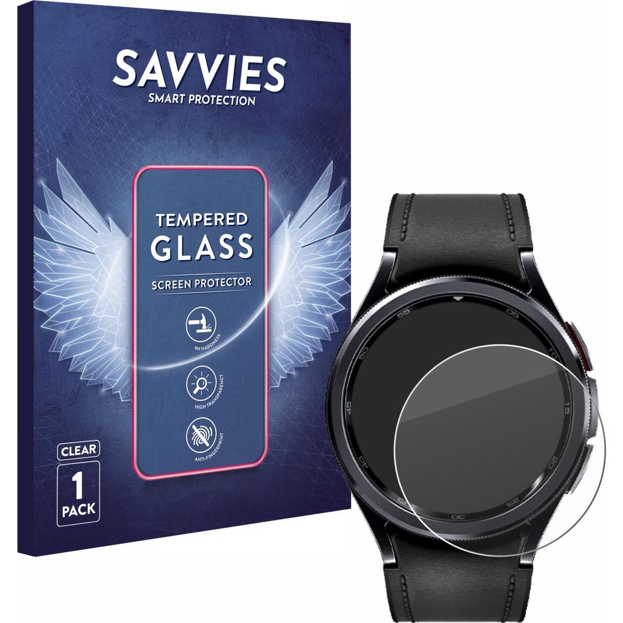 Savvies Panzerglas Schutzglas Displayschutz, Smartwatch Schutzfolie, Transparent