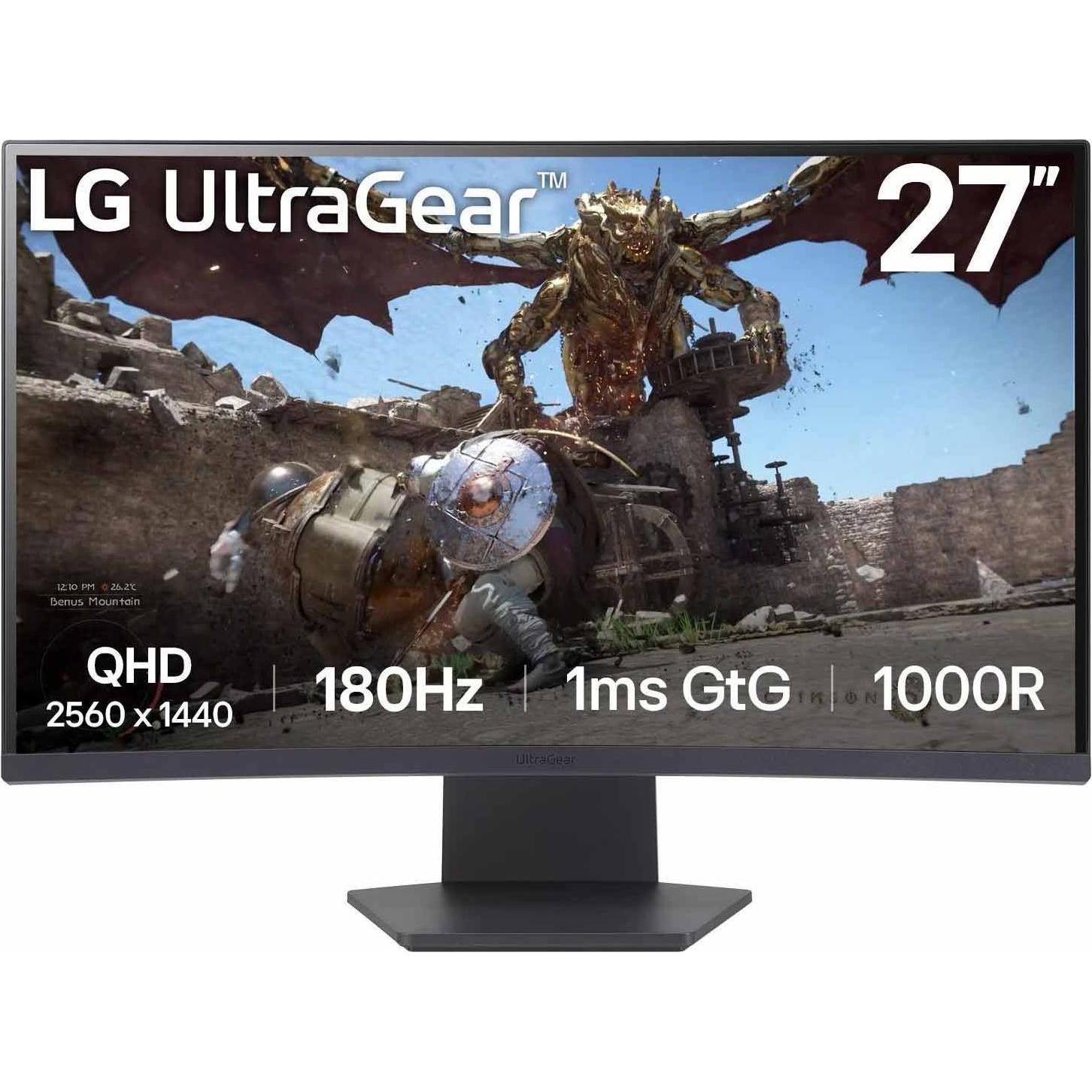 LG UltraGear 27GS60QX-B (2560 x 1440 Pixel, 27"), Monitor, Schwarz