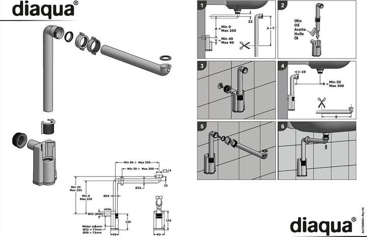 Immagine prodotto Diaqua Sifone lavabo ingombo ridotte bianco, con guarn. ad innesto (Connettore sifone, 1 1/4")