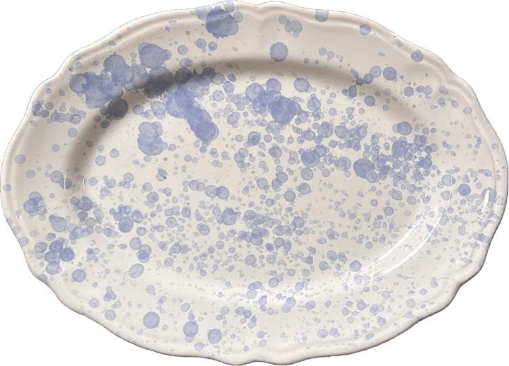 Popolo 33 cm x 23.5 cm Platte oval Punto hell blau