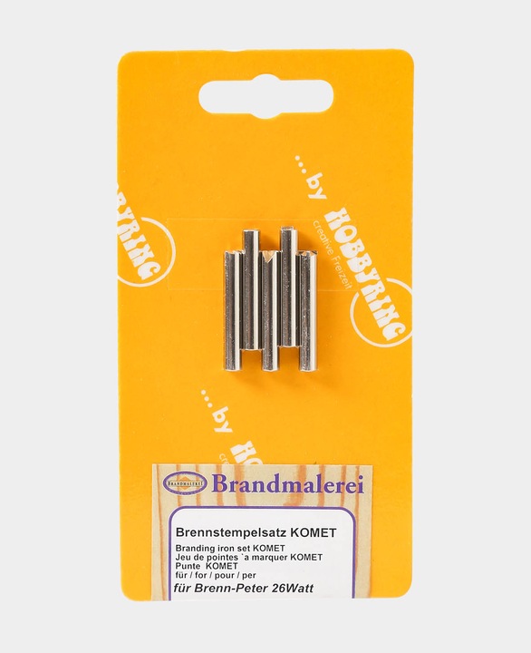 Hobbyring Comet branding iron set, branding tips for branding with the Brenn-Peter 26 Watt, 5 pcs.