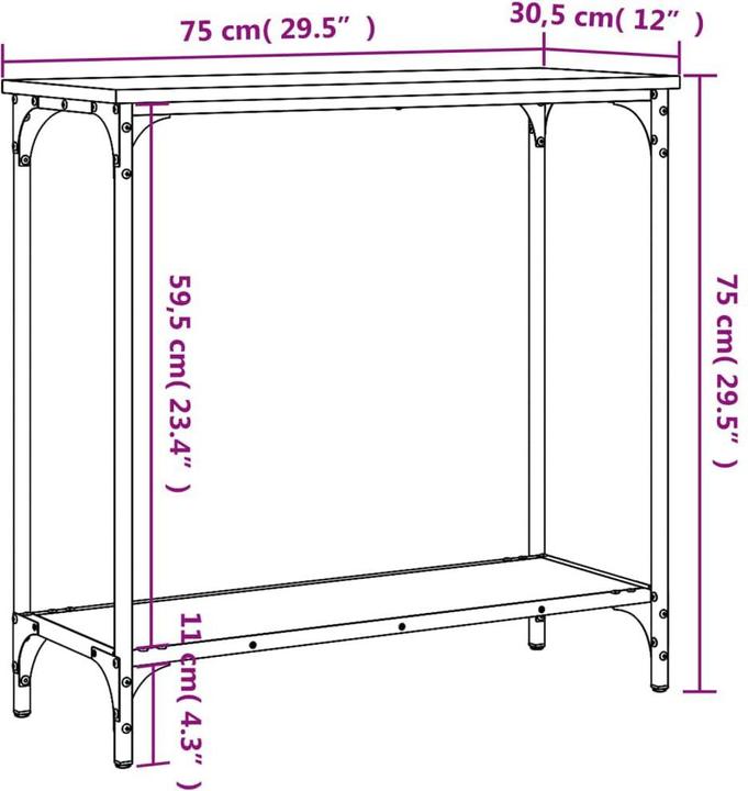 Produktbild vidaXL Konsolentisch (30.50 x 30.50 x 75 cm)