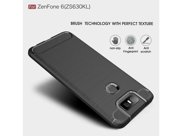 Actual product image Screenguard Asus ZenFone 6 Cover Carbon Brushed Soft TPU (Asus Zenfone 6)