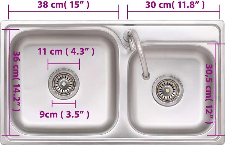 Immagine prodotto vidaXL Caterina (Lavello con sgocciolatoio, 76 cm, 42 cm)