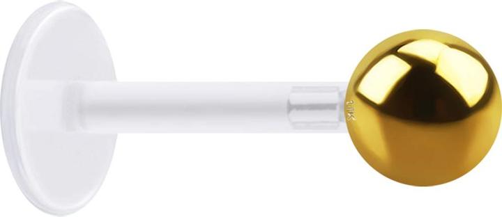 Produktbild Star Piercing Micro Labret transparent mit 18k gold Kugel (ohne Messing)