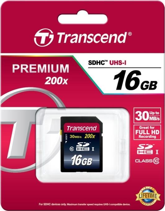 Image du produit Transcend SDHC 200x (16 Go, SDHC, U1, UHS-I)