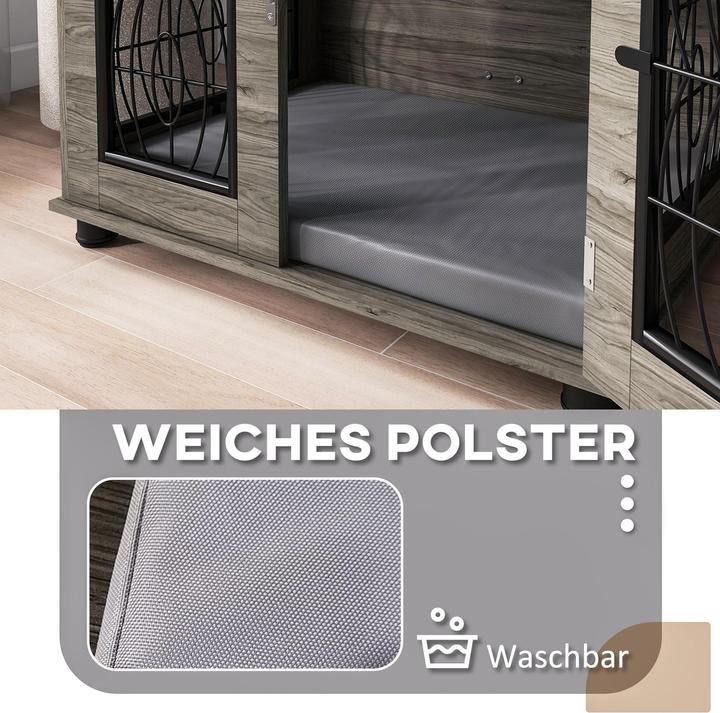 Produktbild PawHut Hundekäfig Spanplatte, Stahl Grau (Hundezwinger)