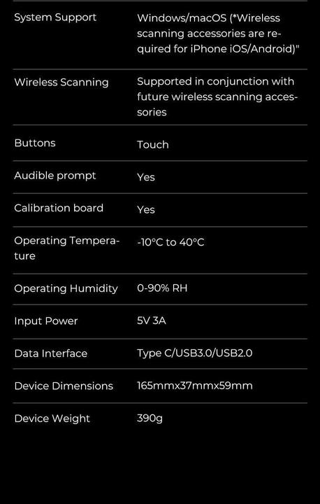 Valeurs nutritives et ingrédients Creality CR-Scan Otter
