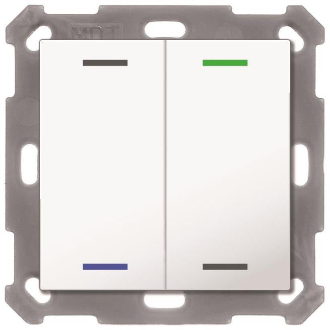 MDT BE-TAL55T2.01 Taster Light 55 2fach RGB-W Temp.sensor Reinweiss gl. Neutral, Taster + Schalter, Weiss