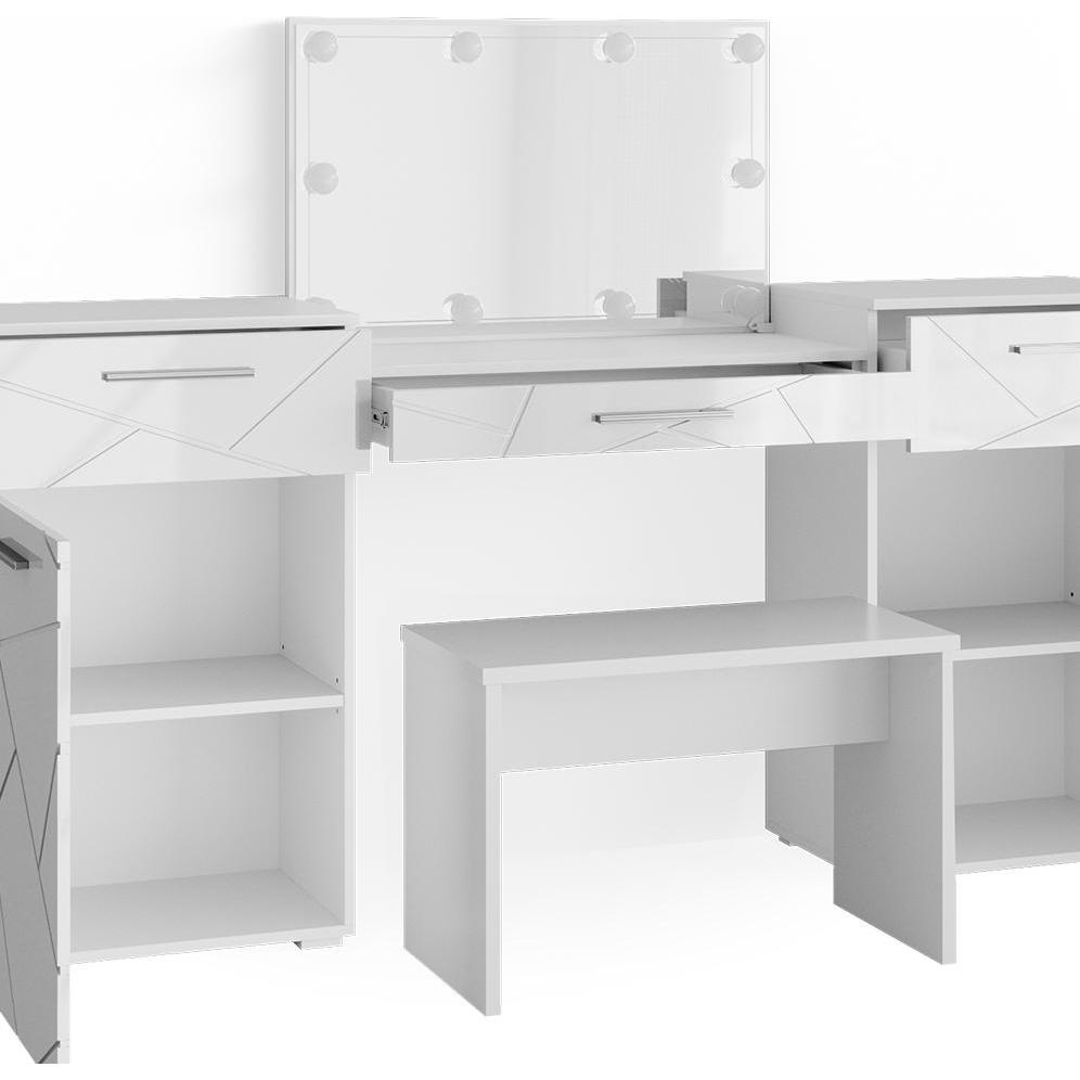 Vicco, Schminktisch, Irma mit Hocker und Beleuchtung (190 x 90 x 39 cm)