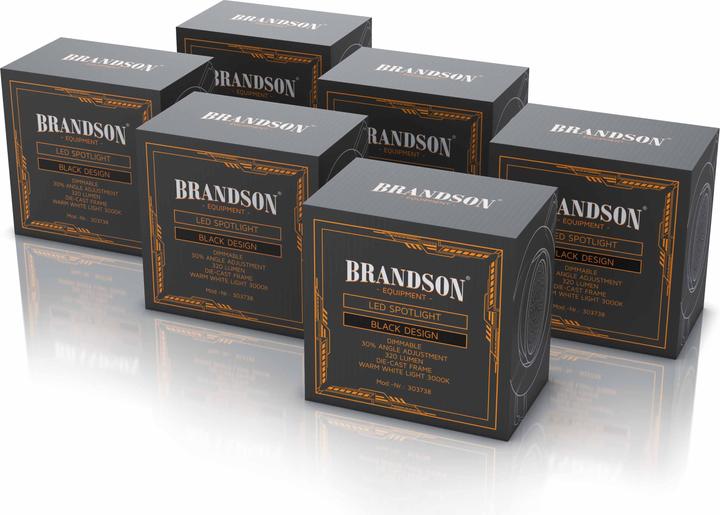 Produktbild Brandson 6x LED Deckenspot Set, dimmbar & schwenkbar, Einbaustrahler, Einbauleuchte, Einbauspot, schwarz, 6er (350 lm)