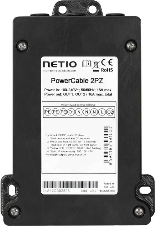 Actual product image Netio PDU PowerCable 2PZ 2x 230 V switched
