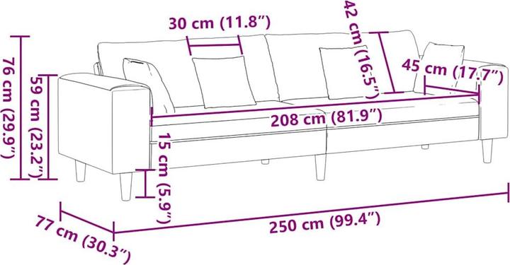 Produktbild vidaXL Wohnzimmer Sofa (4-Sitzer)