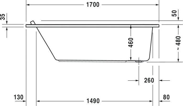 Immagine prodotto Duravit Vasca rettangolare STARCK 1 inclinazione posteriore 1700x750mm bianco (165 l, 170 cm, 75 cm)