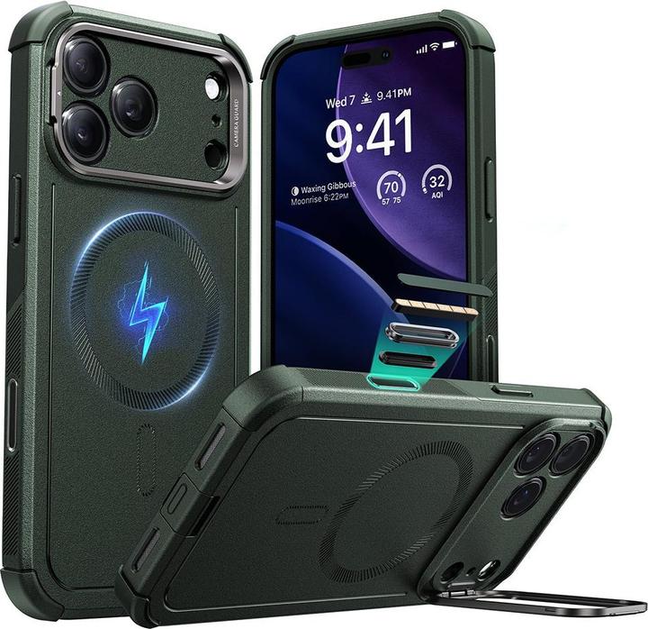 ESR - Cyber Armor Kickstand - iPhone 17 Pro Max - Green (Apple iPhone 17 Pro Max)
