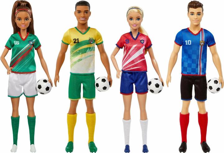 Actual product image Barbie Soccer player doll, blonde, jersey with number 9, soccer, cleats, socks, for children
