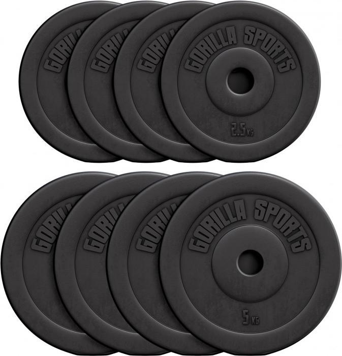 Actual product image Gorilla Sports Weight plate set (4 x 2.5 kg, 4 x 5 kg)