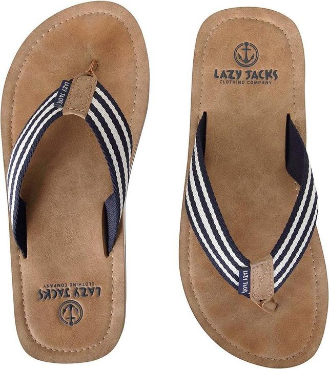 Actual product image Lazy Jacks Boys Contrast Striped Flip Flops (36)